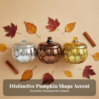 With Lid Decorative Pumpkin Candle Holder Vintage Design Pumpkin Shaped Glass Jar Festive Design for DIY Crafters, Table Centerpiece