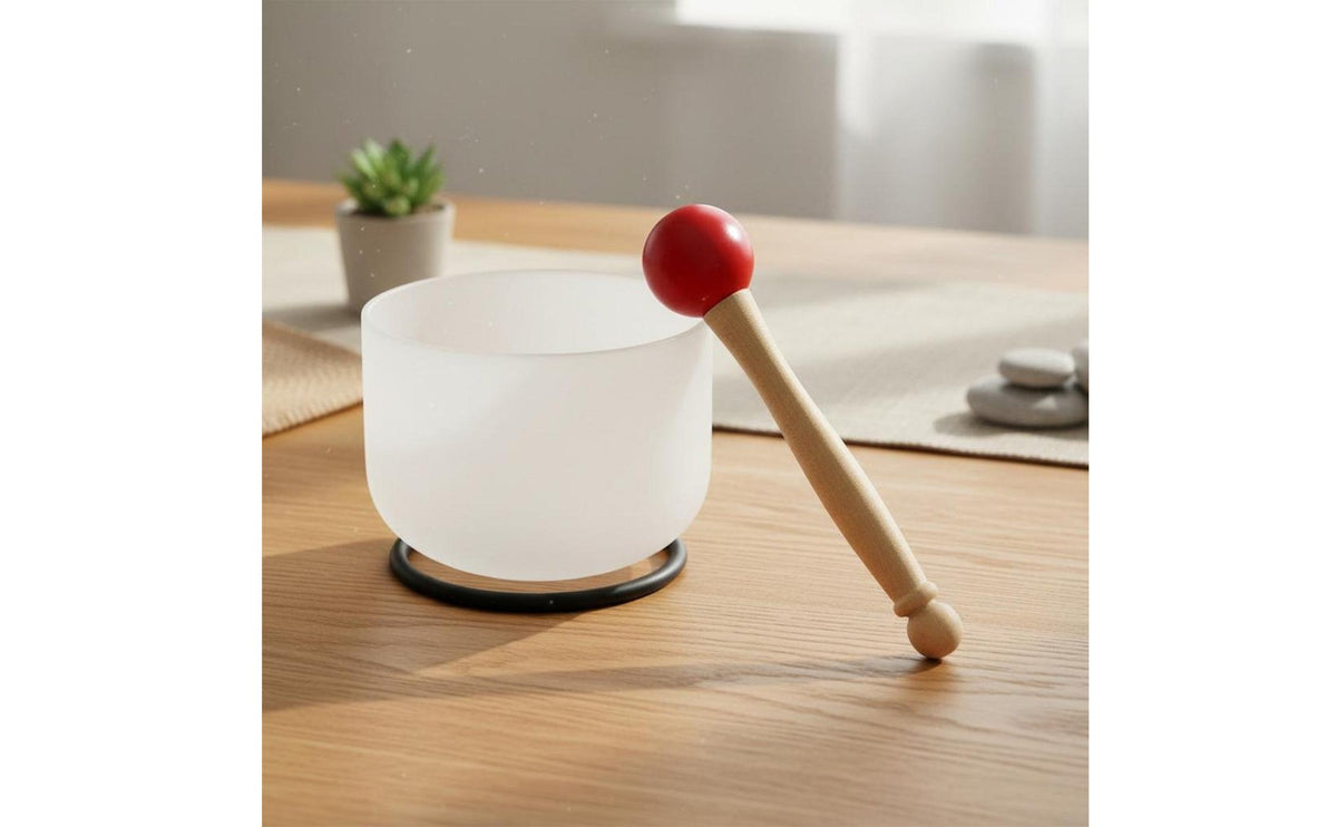 Sound Bowl Mallet and O-Loop Set Long-Lasting Crystal Singing Bowl Rubber Mallet Wooden Handle Percussion Stick Easy to Use