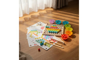 Bead Pick-up Toy Child-Centered Wooden Bead Game Color Matching Board Game for Kindergarten