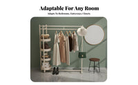 Minimalist Design Complimentarystanding Clothes Rack with Shelves Space-Saving Garment Rail with Shelves and Side Hooks Multi-Tier Shelving Hanging Stand Stable Structure for Students, Apartment Dwellers, Homeowners, Bedroom, Entryway, Walk-in Closet