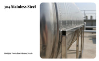 Stainless Metal Water Tank Large Capacity Rooftop Water Cistern Industrial Storage Equipment for Facility Supervisor S, Farmers, Farms