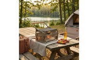 Portable Flip Barbecue Grill Wooden Handle Camping Cooker Easy to Clean Outdoor Cooking Gear for Picnic