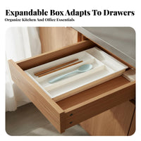 Multi-Compartment Expandable Drawer Organizer Space Saving Adjustable Utensil Drawer Tray Versatile Placement for Families, Cooks, Bathroom