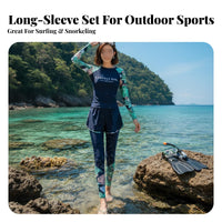 3 Pieces Full Coverage Bathing Suit Sun Protection Long Sleeve Water Shirt with Leggings women's Surfing Suit Plus Size