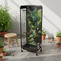 With Wheels Rolling Parrot Aviary Woodland Scenery Backdrop Large Flight Enclosure for Living Room, Indoor
