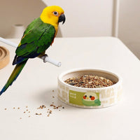 Parrot Feeder and Ceramic Bird Dish, Freestanding Parrot Bowl for Pet Bird Supplies and Cage Accessories