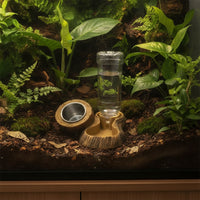 Reptile Feeding Dish with Water Bottle Wood-Look Pet Supply Stable for Vivarium