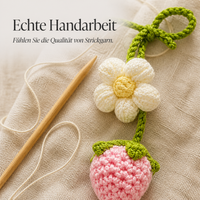 Handmade Knitted Strawberry Flower Car Charm Bag Curtain Tie-back Decor