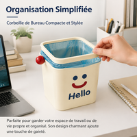 Small Office Trash Can with Pressure Ring, Compact Square Paper Bin 16cm, for Home, Dorm, Office