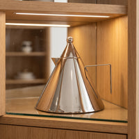 Kettle with Ball Finial Reflective Metal Kettle Figurine Minimalist Ornament for Living Room