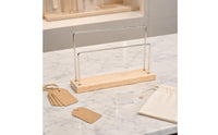 Gold-Tone Earring Display Stand Minimalist Wood Base Jewelry Stand