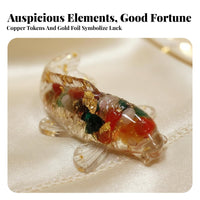 Crystal Koi Fish Ornament Wealth Attracting Crushed Stone Fish Figure Great Gift Idea Resin Aquatic Figurine for Desk, Office, Car Dashboard