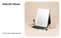 illuminated Tri-Fold Lighted Mirror Foldable Design grooming Tool Portable with Handle individual Care Item tap Control for Makeup Artists, Travelers, Teen Girls, on-site, Dressing Table, Bedroom, Bathroom