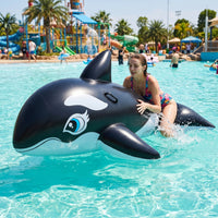 Whale Pool Lounger Giant Whale Sit-on Orca Pool Lounger Waterproof Toy Realistic for Children, Beach