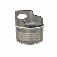 Industrial Design Oil Drum Table and Chair Combo Upcycled Design 3-Piece Patio Group Automotive Theme Commercial Furniture Retro Aesthetic for Motorcycle Enthusiasts, Restaurateurs, Restaurant, Garage, Backyard, Balcony