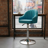 Ergonomic Backrest Adjustable Swivel Bar Stool Wear-Resistant Upholstery Modern Pedestal Bar Stool Built-in Footrest Upholstered Counter Chair with Back for Reception Desk, Kitchen Island