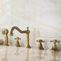 5 Pieces Bathtub Faucet Assembly Metal Bathtub Faucet with Handheld Shower Bath Tub Spout for Bathroom
