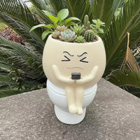Novelty Toilet-Shaped Planter Funny Toilet Planter Quirky Succulent Pot Whimsical for Gardeners, Garden, Patio, Balcony