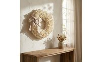 Textured Burlap Wreath Handmade Decorative Wreath Indoor Outdoor Home Decor Year Round for Wall Hanging