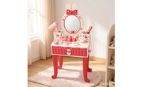 Makeup Vanity with Accessories Bunny-Themed Pretend Makeup Table Pink Tabletop Dressing Table for Playroom