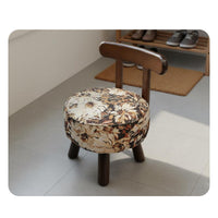 Low Stool Firm-Density Foam Upholstered Short Stool Minimalist Design Wooden Leg Makeup Bench for Living Room