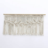 Cotton Woven Curtain with Rod Leaf Pattern Macrame Curtain Fringe Macrame Panel Decorative for Doorway