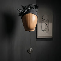 Mannequin Head Display Rack Wood-Grain Wall Mount Hairpiece Stand Reusable Hat Display with Wall Mount for Salons, Boutiques