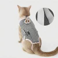 Recovery Suit for Cats with Tie Closure, Sleeveless Breathable Post-Surgery Wear, Anti-Licking Cat Suit for After Surgery