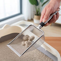 Cat Waste Sifter with Fine Mesh, Fine-mesh Stainless Steel Waste Sifter for Clumping Bentonite, Flat Sifter with Small Holes for Sifting
