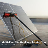 Wet and Dry Use Electric Solar Panel Cleaner Adjustable Angle Electric Solar Panel Cleaning Brush High-Performance Copper Engine Telescopic Cleaning Brush Lightweight Design for Professional Cleaners, Homeowners, Billboards, Roofs, Rooftops