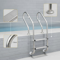 Stainless Steel Pool Ladder Rust Resistant Pool Ladder with Handrails Anti-Skid