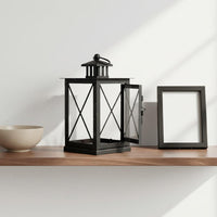Minimalist Design Metal Candle Lantern Vented Top House Decoration Portable for Wedding, Patio