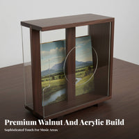 LP Album Storage Box Clear Acrylic Panels Wooden LP Album Box Retro Design