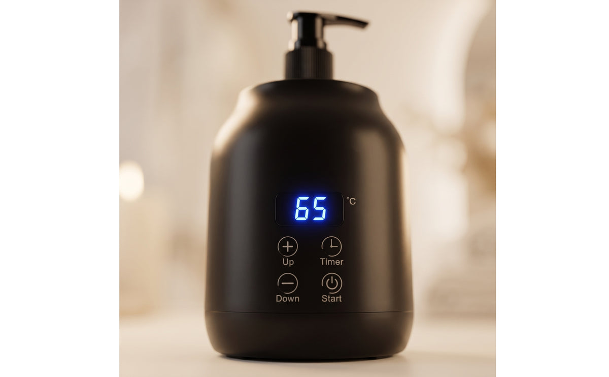 Touch-Controlled Massage Oil Heater Adjustable Temperature Massage Oil Warmer Digital Lotion Warmer with Pump Electric for Estheticians, Spa Owners