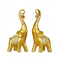 Gold Elephant Figurines Textured Elephant Ornaments Set