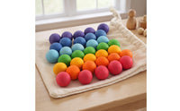 35 Pieces Child-Centered Wooden Balls with Bag Natural Polish Finish Color Sorting Toy Matte Sorting Balls Smooth for Toddlers, Preschoolers, Kids, Home, Classroom