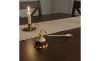 Vintage Lotus Candle Handmade Enamel Vintage Candle Fire Smotherer Metal Construction Decorative Wick for Home Decor, Altar, Spa