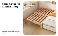 expandableable Slatted Bed Frame Space-Saving transformable Daybed Frame Pull-extendable Mechanism Bedroom Furniture for Hosts, Students, Small Spaces, Living Room