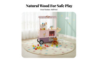 Ice Cream Shop Playset Realistic Design Wooden Ice Cream Cart With Accessories Kids Dessert Trolley for Preschoolers, Boys, Playroom, Daycare, Nursery