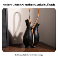 Rounded Base Sculptural Handled Vase Ornament Twin-Vessel Vase