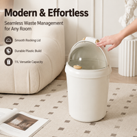 Recycling Bins for Kitchen 11L, Small Cylindrical Waste Paper Bin, Medium Home Rubbish Bin with Rocking Lid