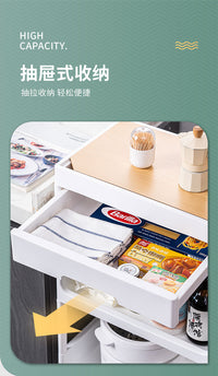 厨房多功能置物架卫生间浴室多层收纳架新款床头零食小推车储物柜 40*26*68【3层 带抽屉】