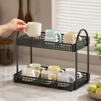 Metal 2-Tier Mug Rack, Coffee Mug Holder Stand for Kitchen Countertop, Space Saving Tea Cup Holder, Modern Minimalist Design