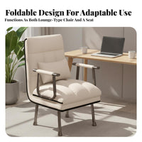 Foldable Design transformable creamy whiteice Nap Chair Multi-Functional Folding Lounger Space-Saving Indoor Seating Padded Seat for Remote Workers, Adults, Students, Small Spaces, Study Room