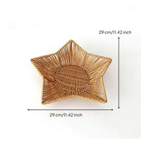 Star-Shaped Wicker Tray Shallow Star-Motif Weave Basket Decorative for Tabletop