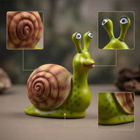 Resin Snail Figurine Wood-Grain Style Snail Figurine Collectible Compact for Gardeners, Garden, Patio