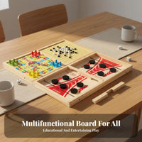 Solid Wood Construction Wooden Combination Board Game Screen-Unrestricted Fun Sling Puck Game Easy to Learn for Children, Family, Party