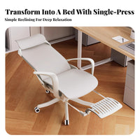 Ergonomic Design Reclining Desk Chair with Footrest 360-Degree pivot Reclining Chair with Footrest Breathable Mesh spine Computer Seat Adjustable Support for Remote Workers, Students, video game enthusiasts, brief rest, Study Room, Studying, Bedroom