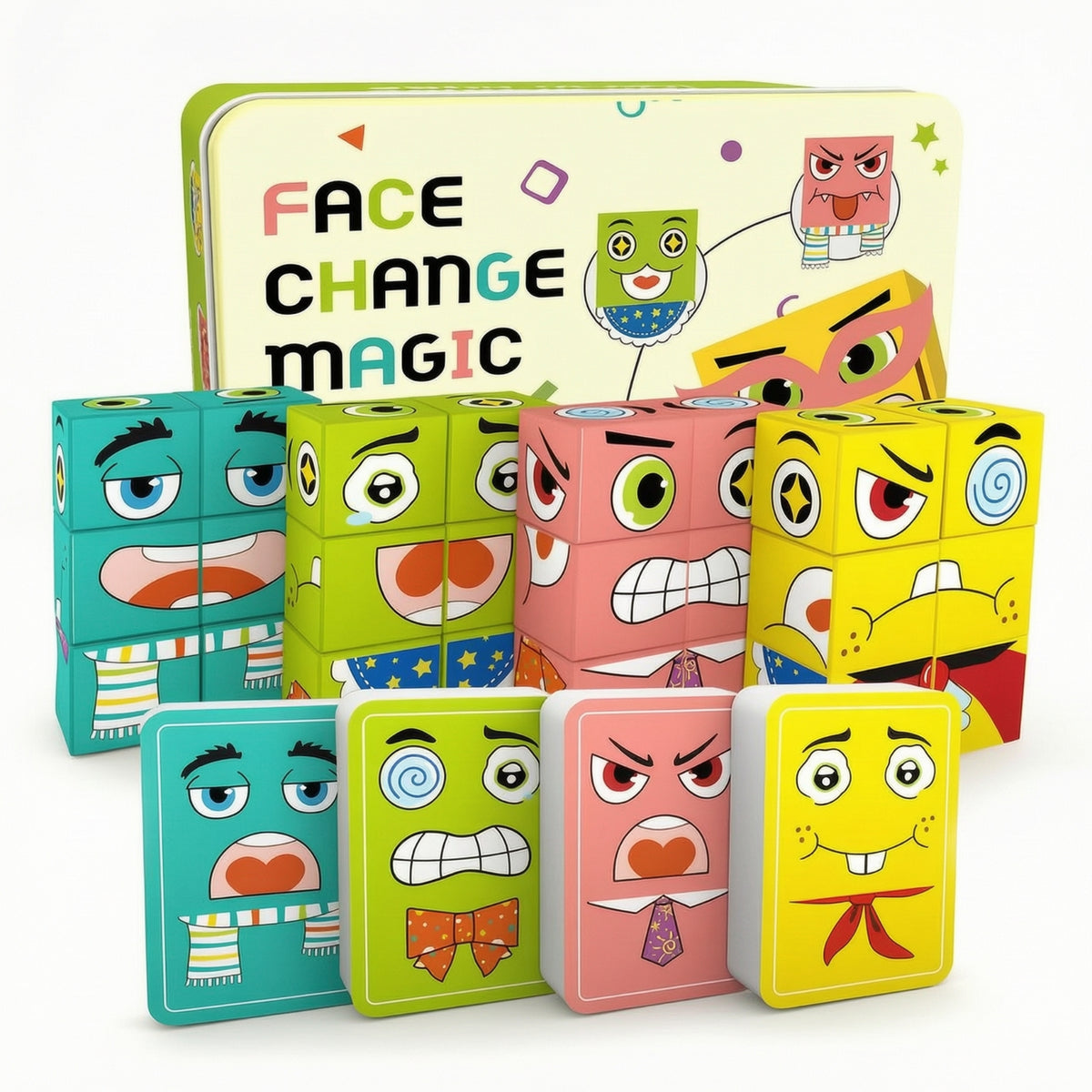 Educational Face-Changing Game Travel Friendly Expression Matching Game Portable Brain Teaser Chunky for Children, Classroom
