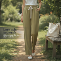 ZARZ Women's Linen Blend Elastic Waist Casual Pants